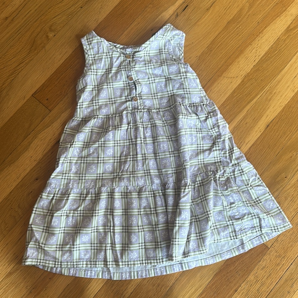 Kids Plaid Dress with Floral Pattern